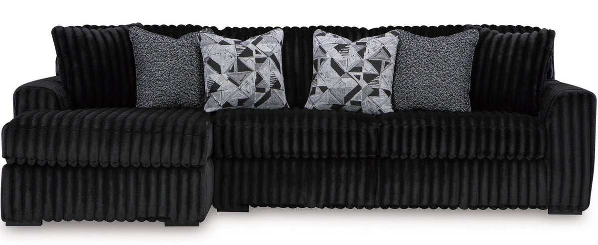 BOCELLI Black Corduroy 120" Wide x 65" Depth Oversized Sectional