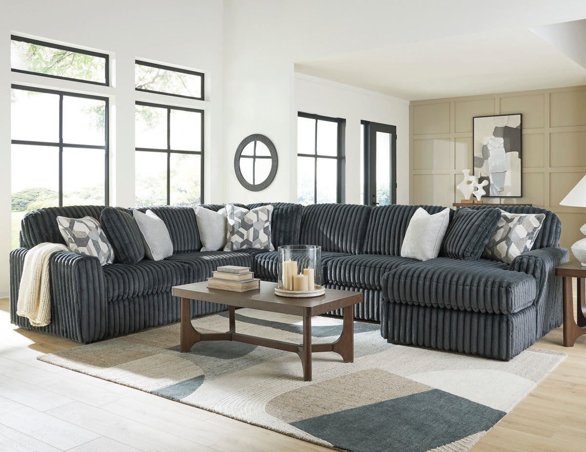 BOCELLI Dark Gray Corduroy 151" Wide x 121" Depth Oversized Sectional