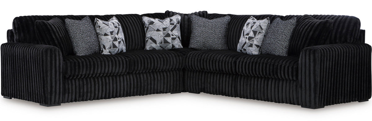 BOCELLI Black Corduroy 121" Wide x 121" Depth Oversized Sectional