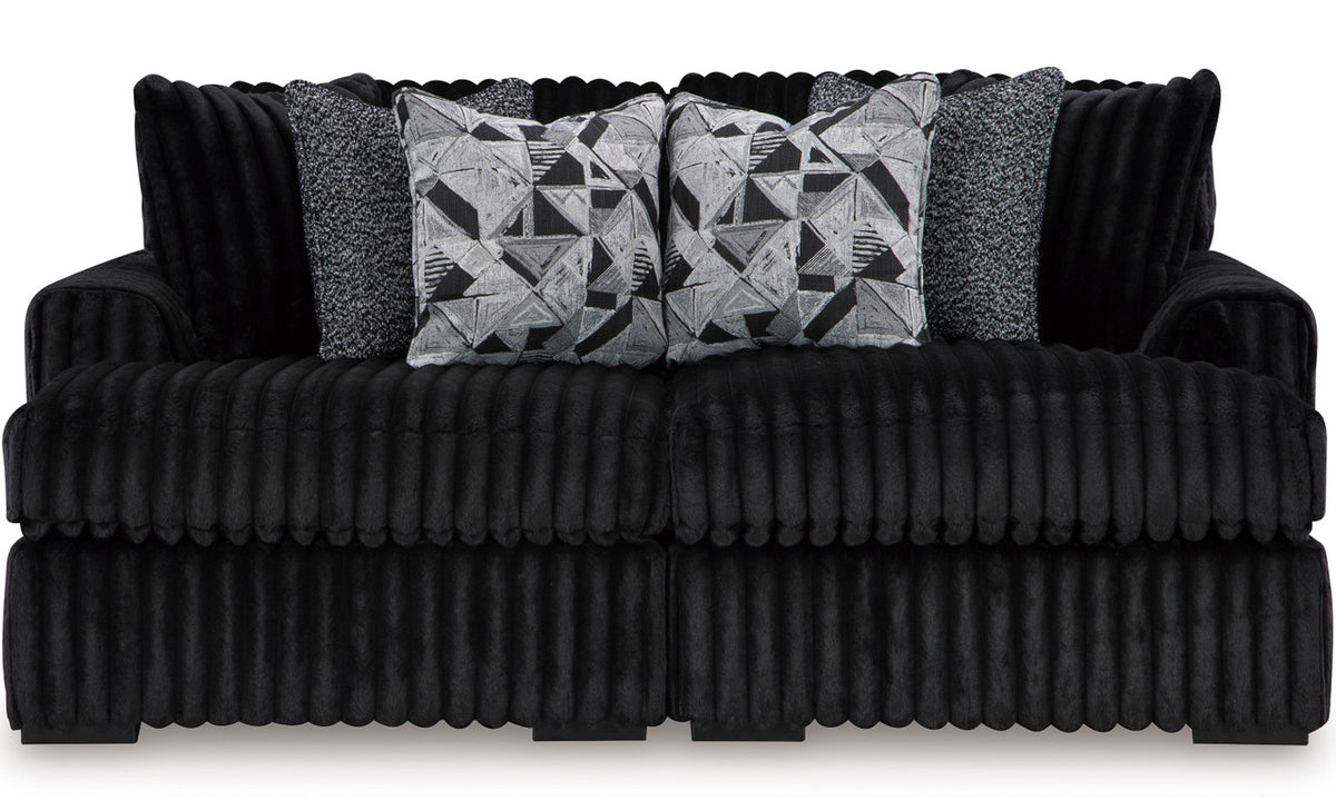BOCELLI Black Corduroy 80" Wide x 65" Depth Oversized Double-Chaise