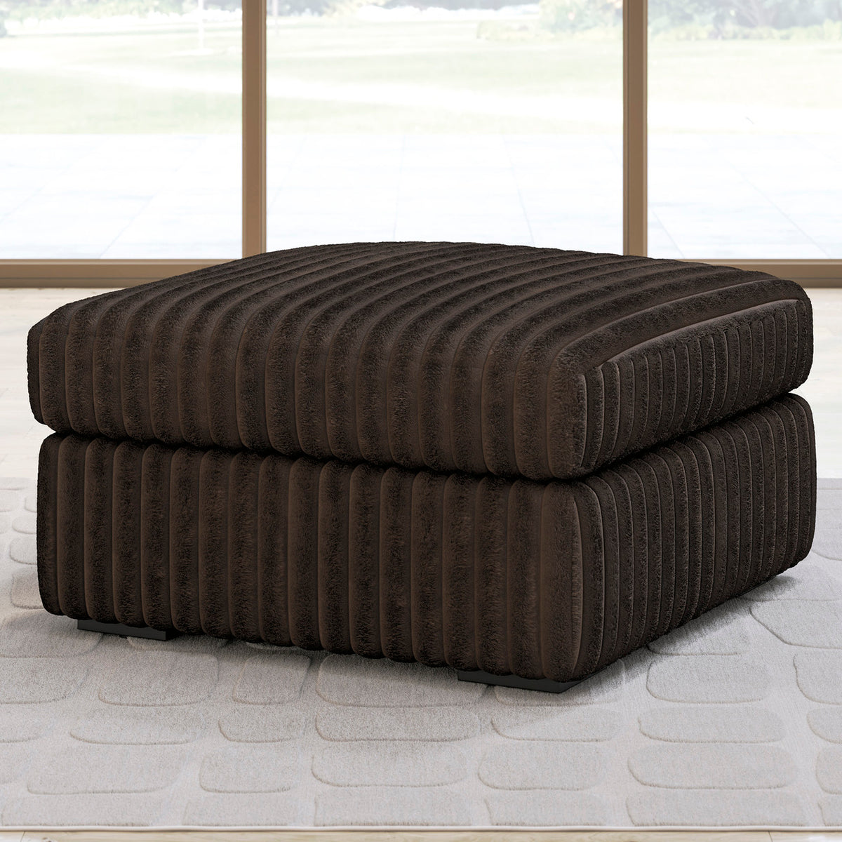 BOCELLI Chocolate Corduroy 39" Wide Oversized Ottoman
