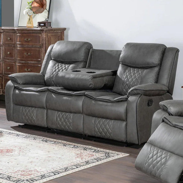 BOLDER Gray 79" Wide Reclining Sofa with Drop Down Table and Wireless Charger