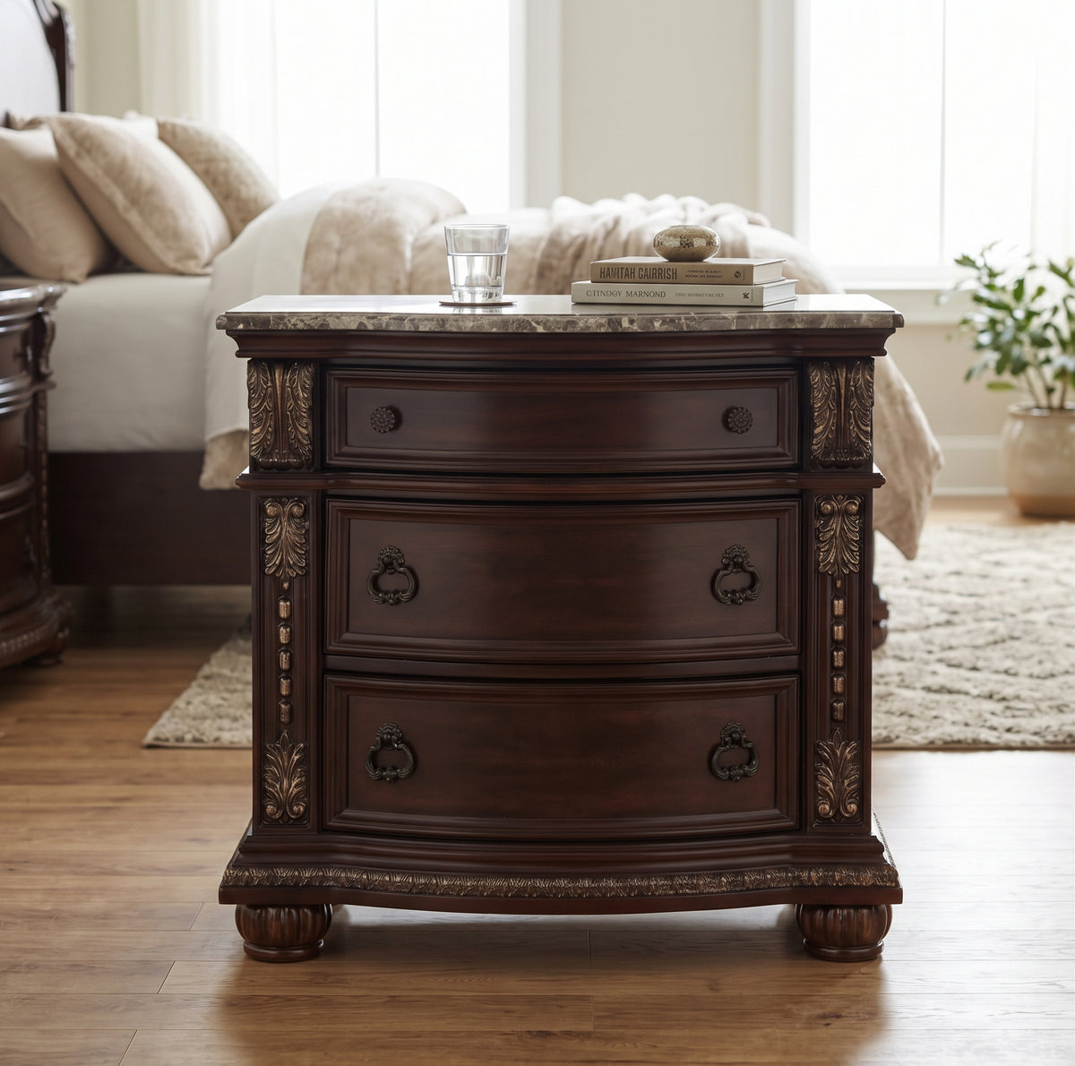 BOWEN Brown Cherry 35" Wide x 33" Height Nightstand
