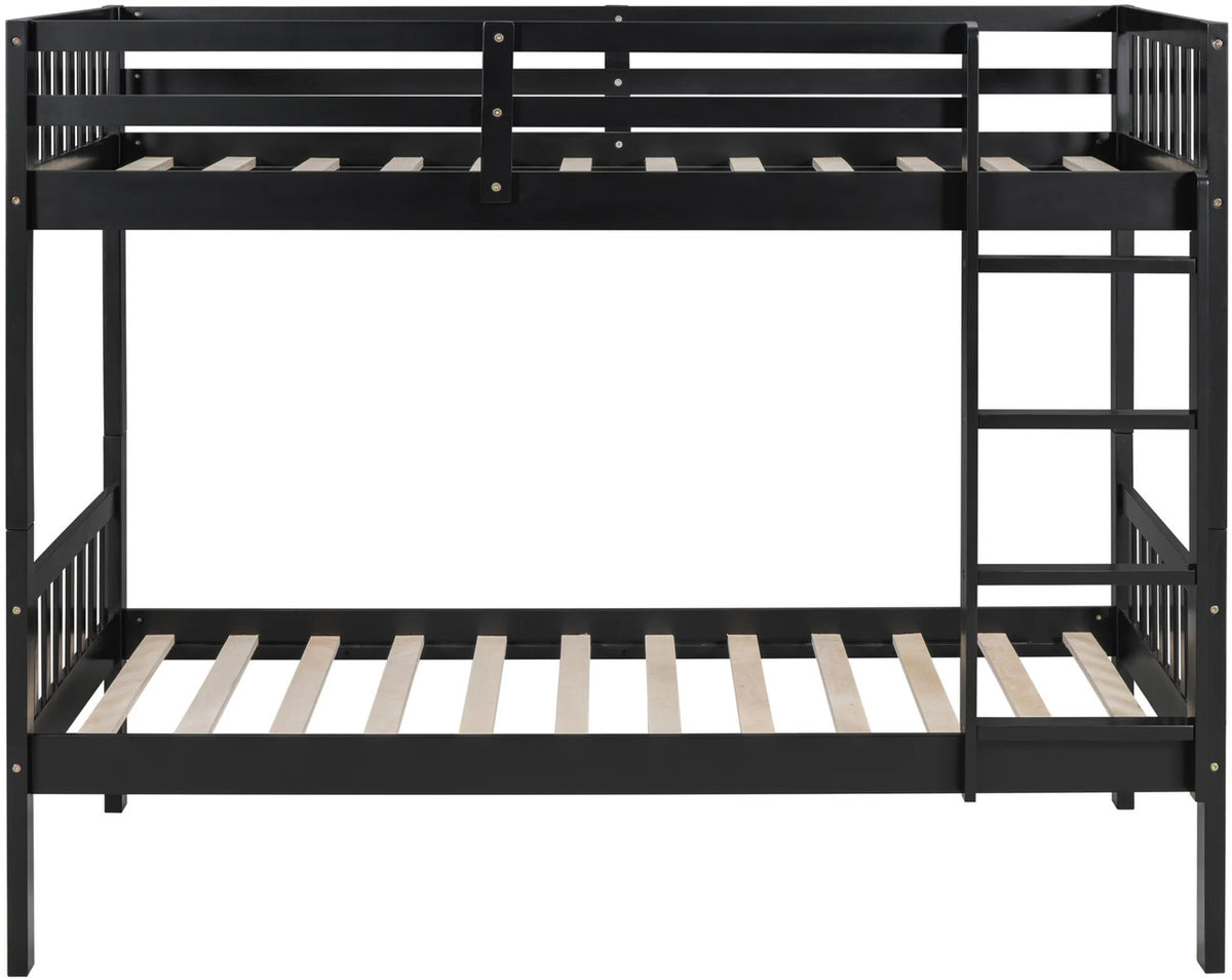 BRETT Black Twin over Twin Bunk Bed