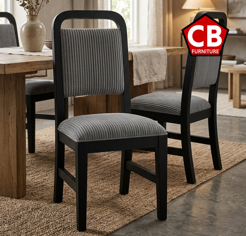 BRIAA Black 20" Wide Dining Chair with Gray Corduroy