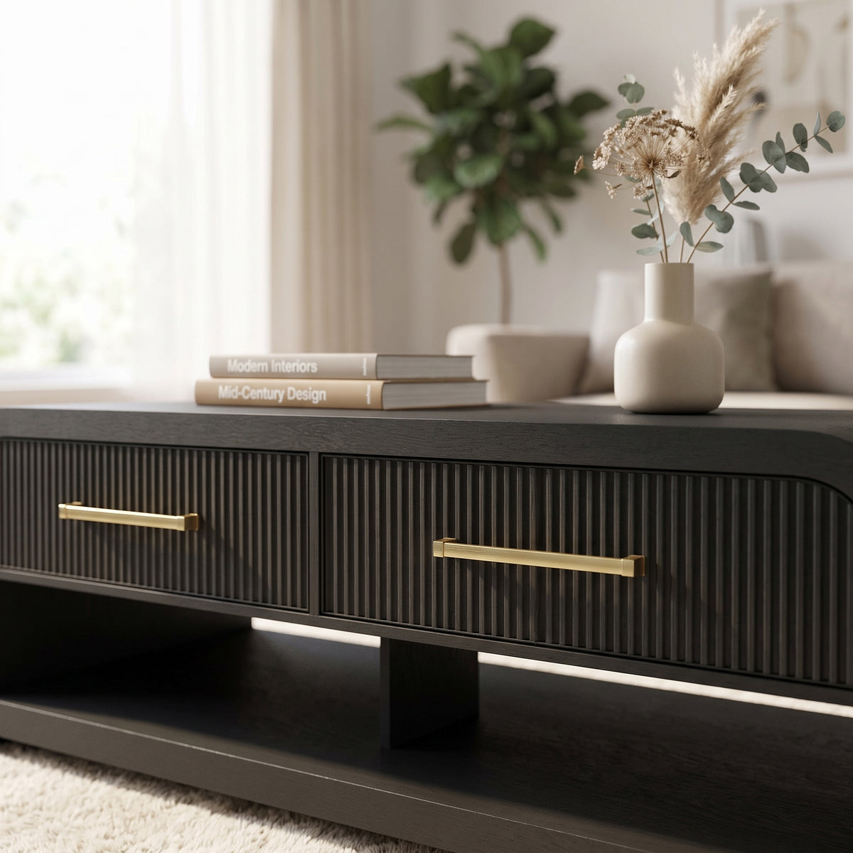 BRIAA Black 48" Wide x 24" Depth Coffee Table