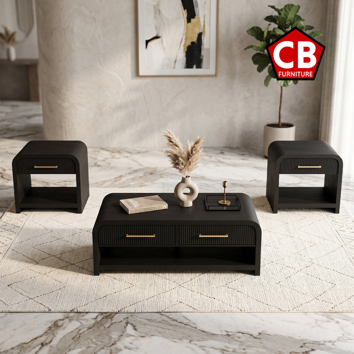 BRIAA Black 3 Piece Table Set