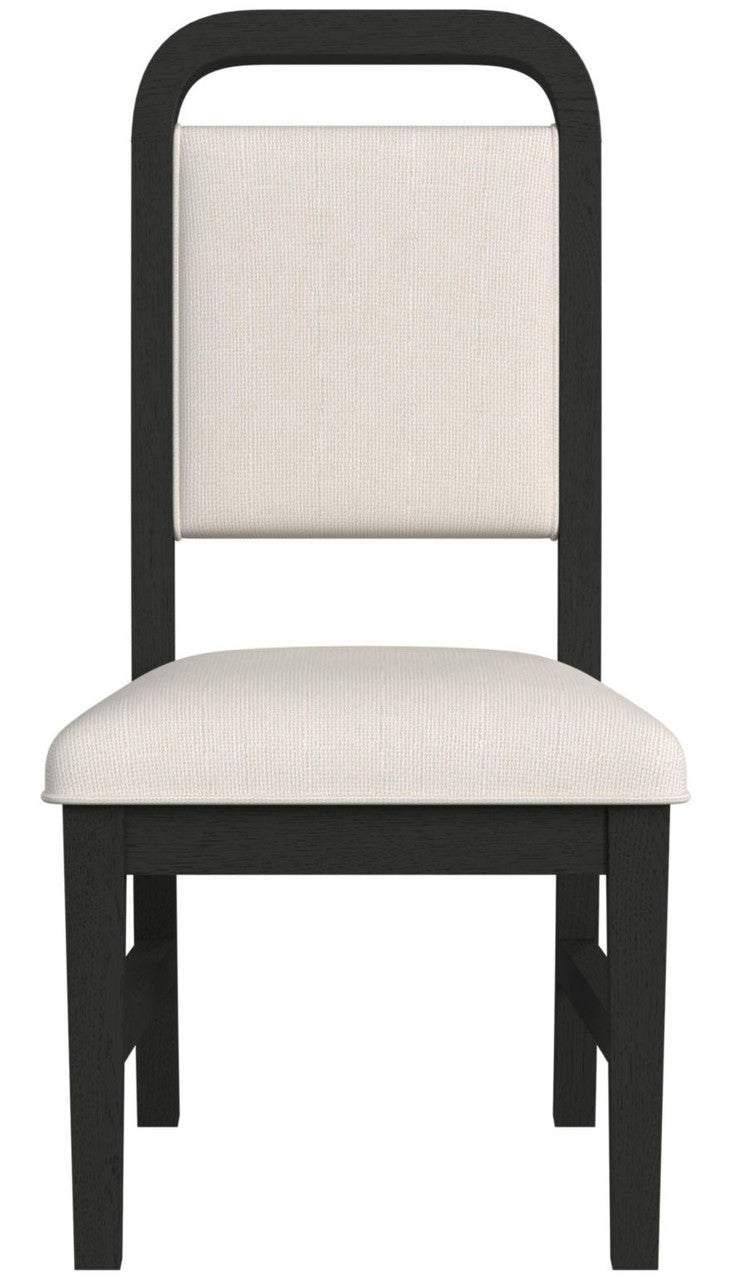 BRIAA Black 5 Piece Dining Set with White Fabric Chairs