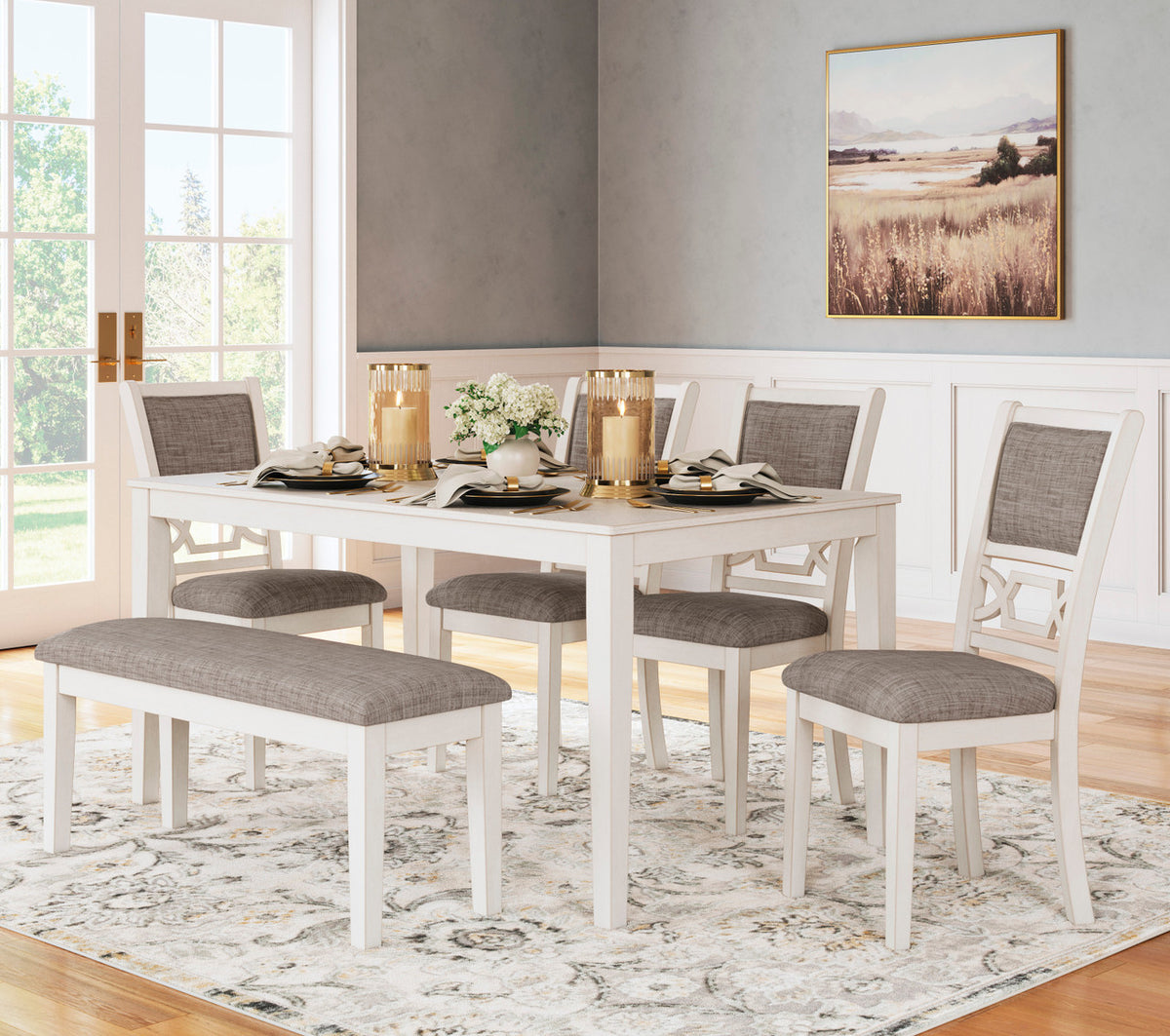 BRIZA White 6 Piece Dining Height Set