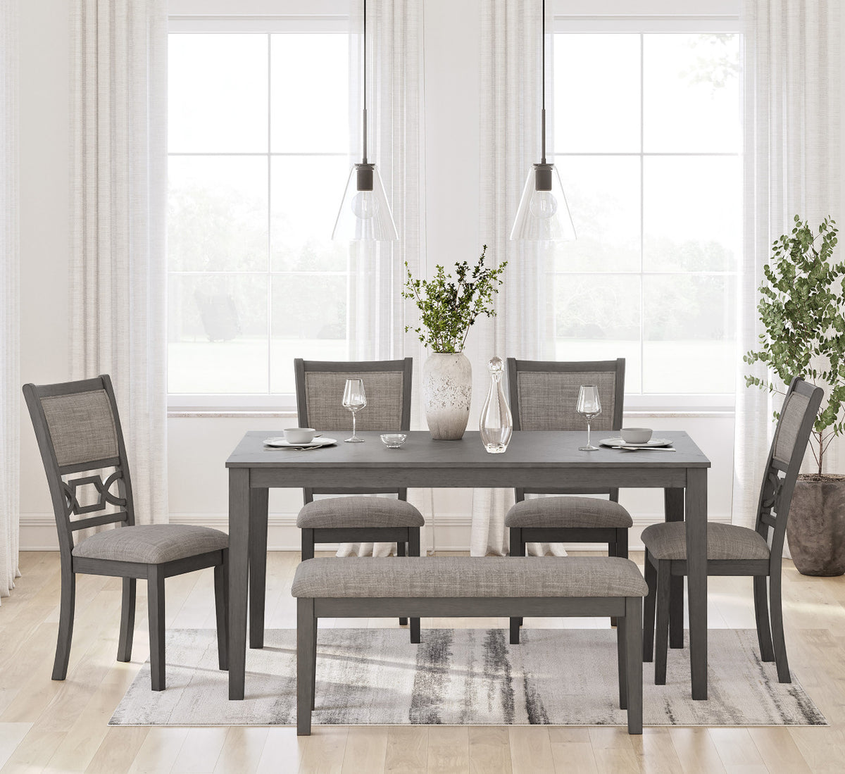 BRIZA Gray 6 Piece Dining Height Set