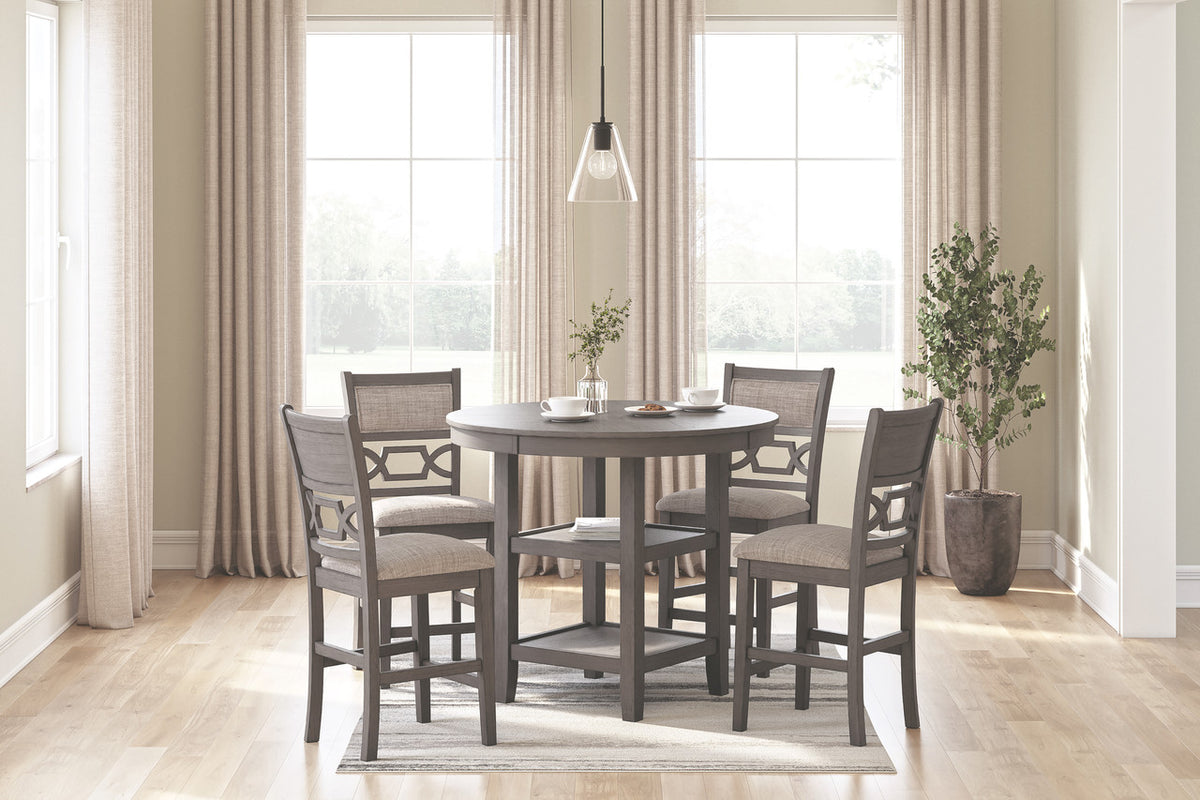 BRIZA Gray 5 Piece Counter Height Set