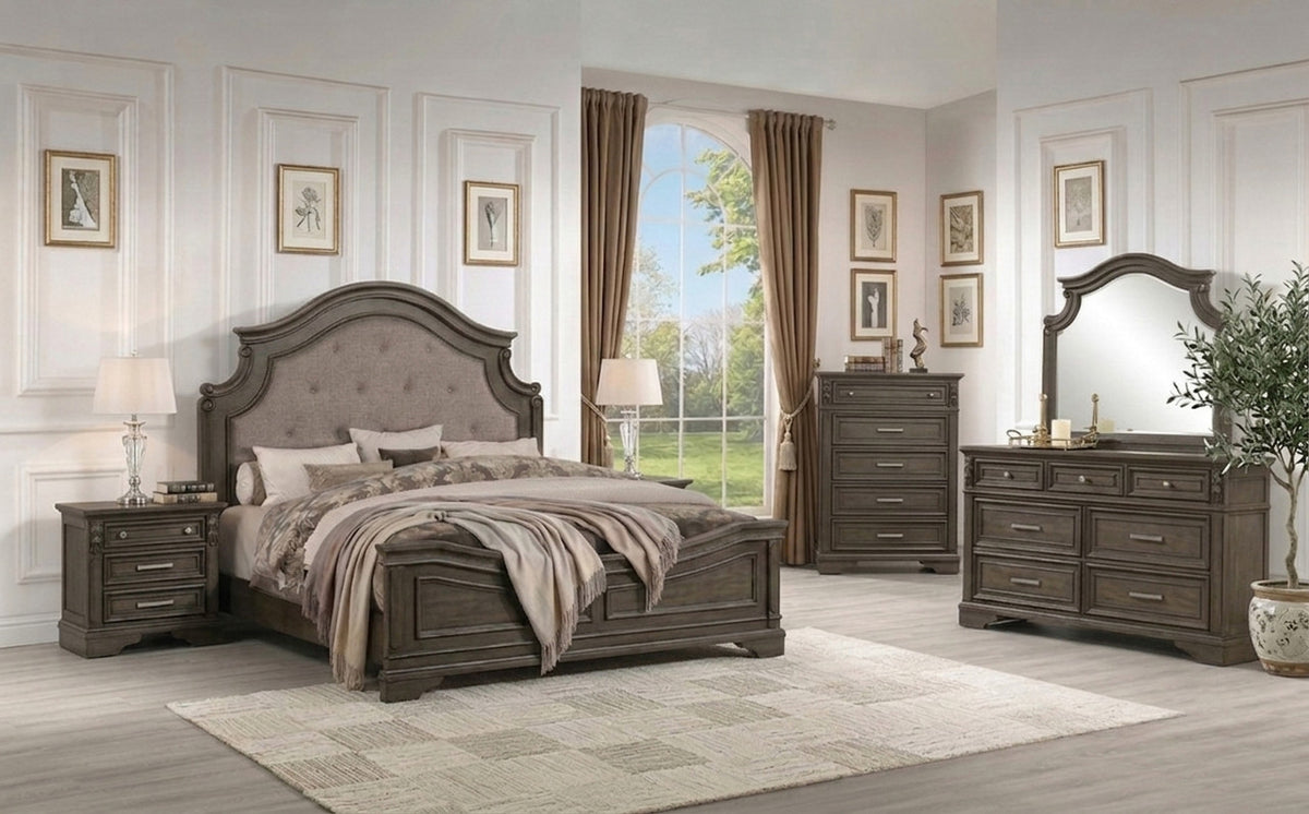 BRUNAI Antique Gray 7 Piece Bedroom Set