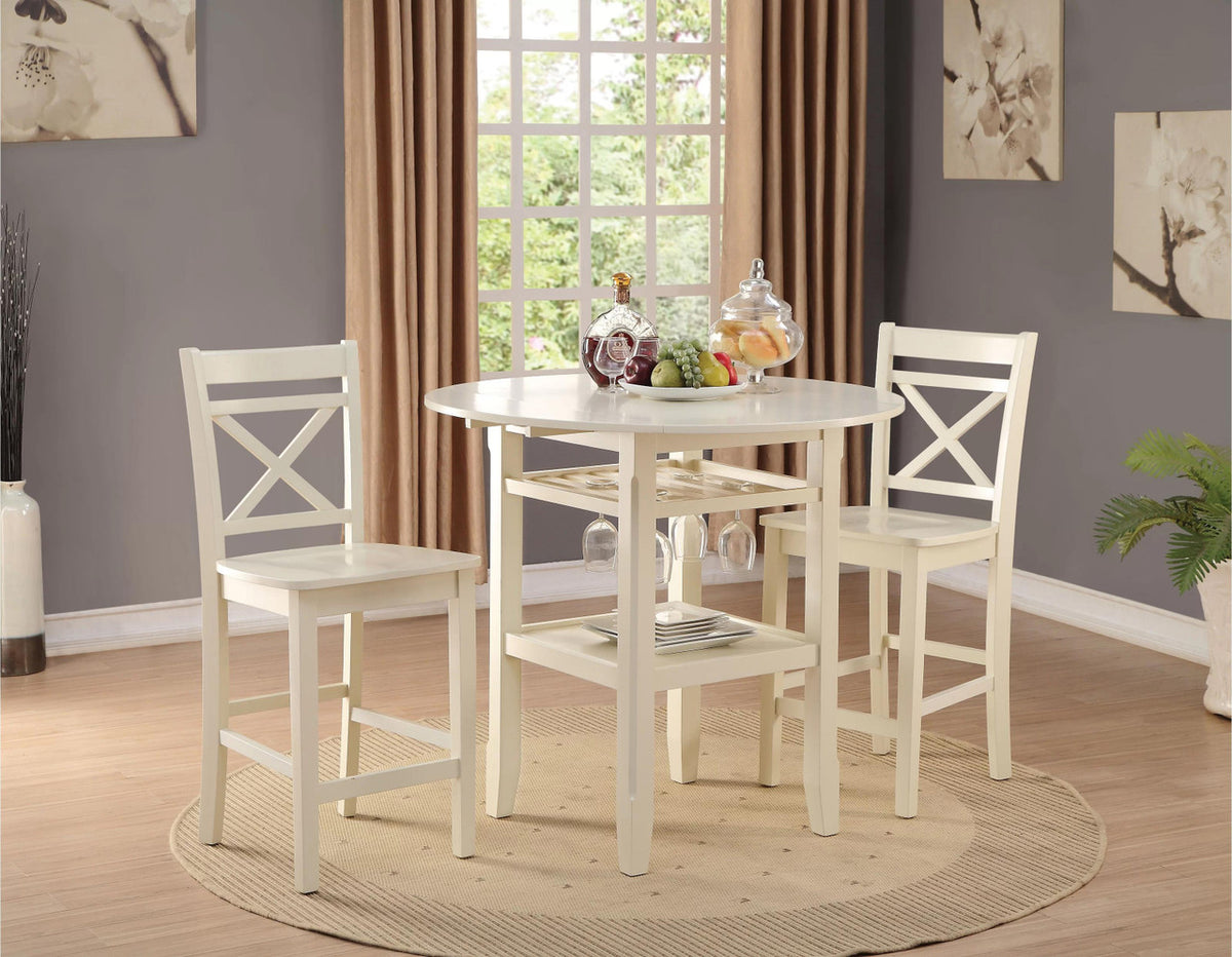 CADMUS Cream 40" Wide Counter Table with Drop Leaves