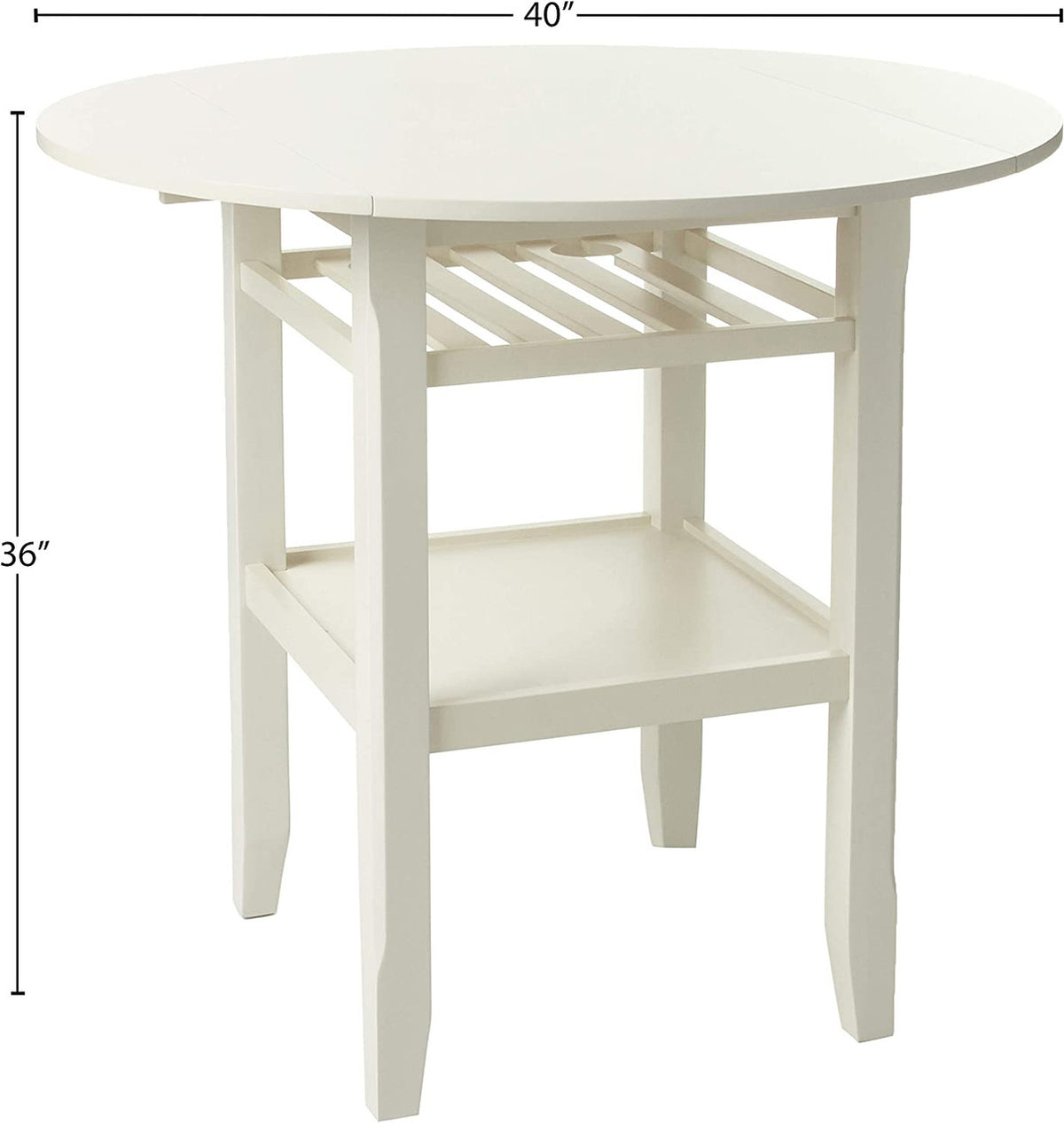 CADMUS Cream 40" Wide Counter Table with Drop Leaves