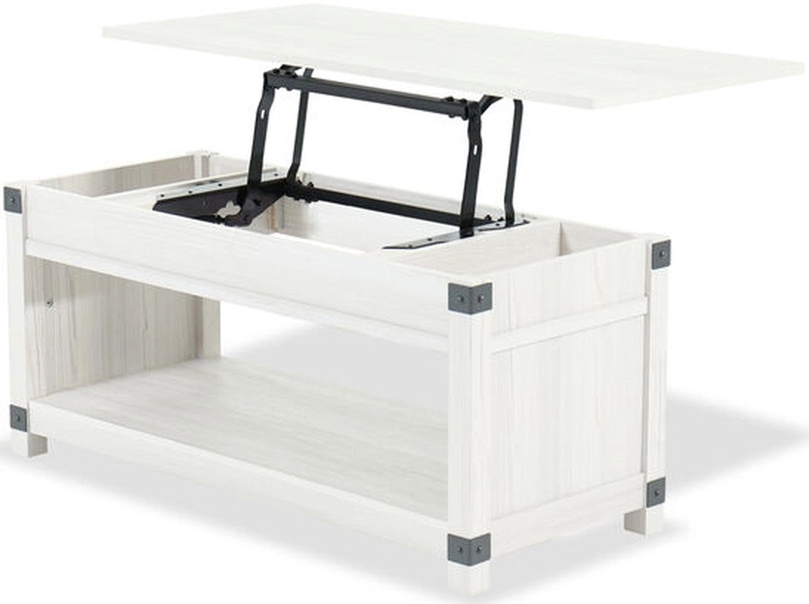 CALEB White 43" Wide Lift-Top Coffee Table (RTA)