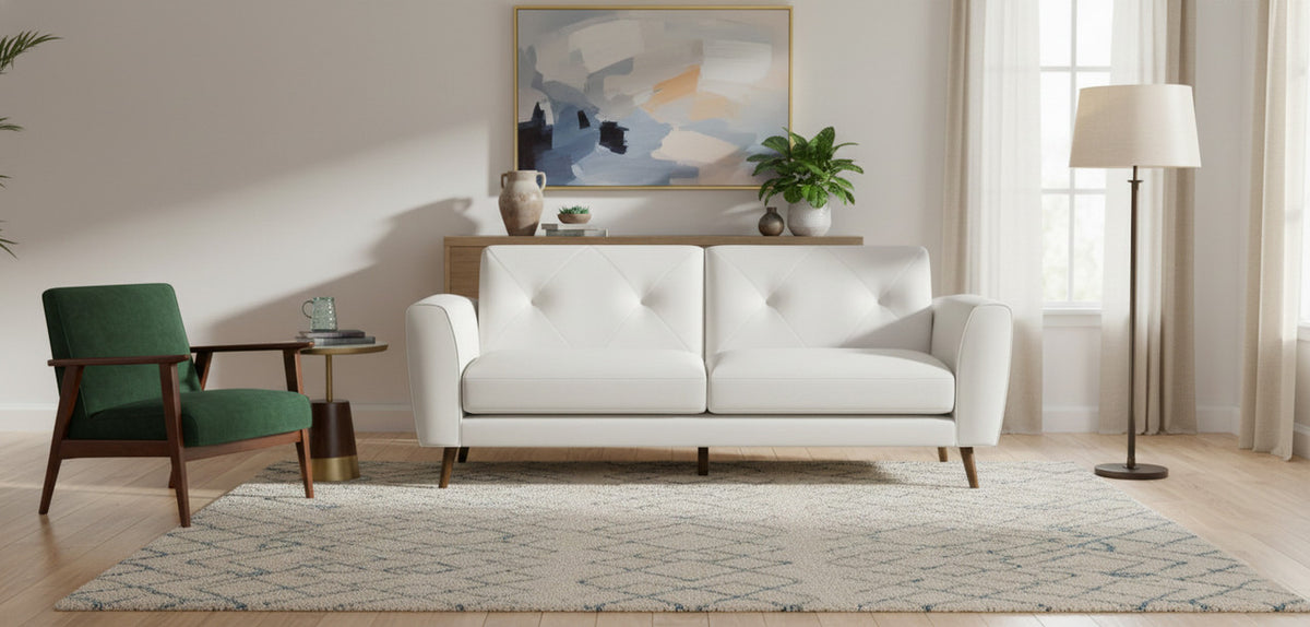 CAMBIANO White 86" Wide x 36" Height Sofa