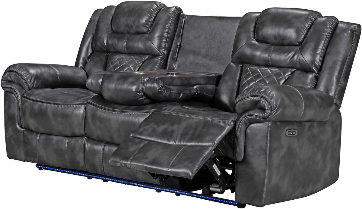 CENTENARY Gray 3 Piece Livingroom with Bluetooth Speakers & LED Lighting