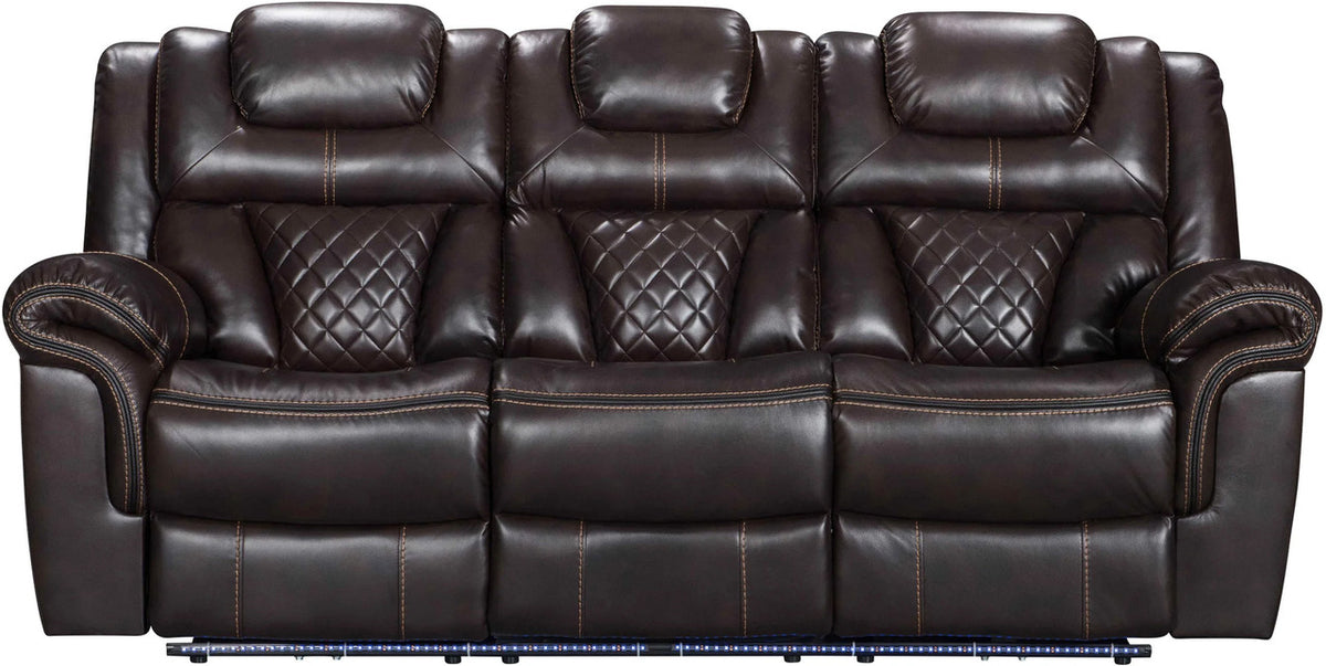 CENTENARY Brown 3 Piece Livingroom with Bluetooth Speakers & LED Lighting