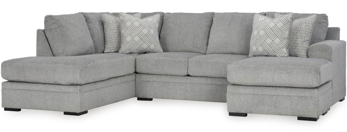 CENTERFIELD Gray 125" Wide Double Chaise Sectional