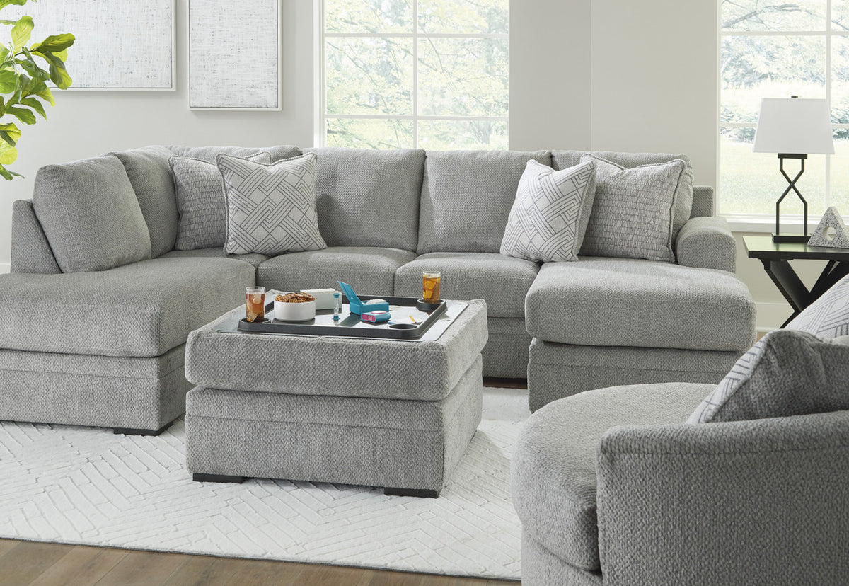 CENTERFIELD Gray 125" Wide Double Chaise Sectional