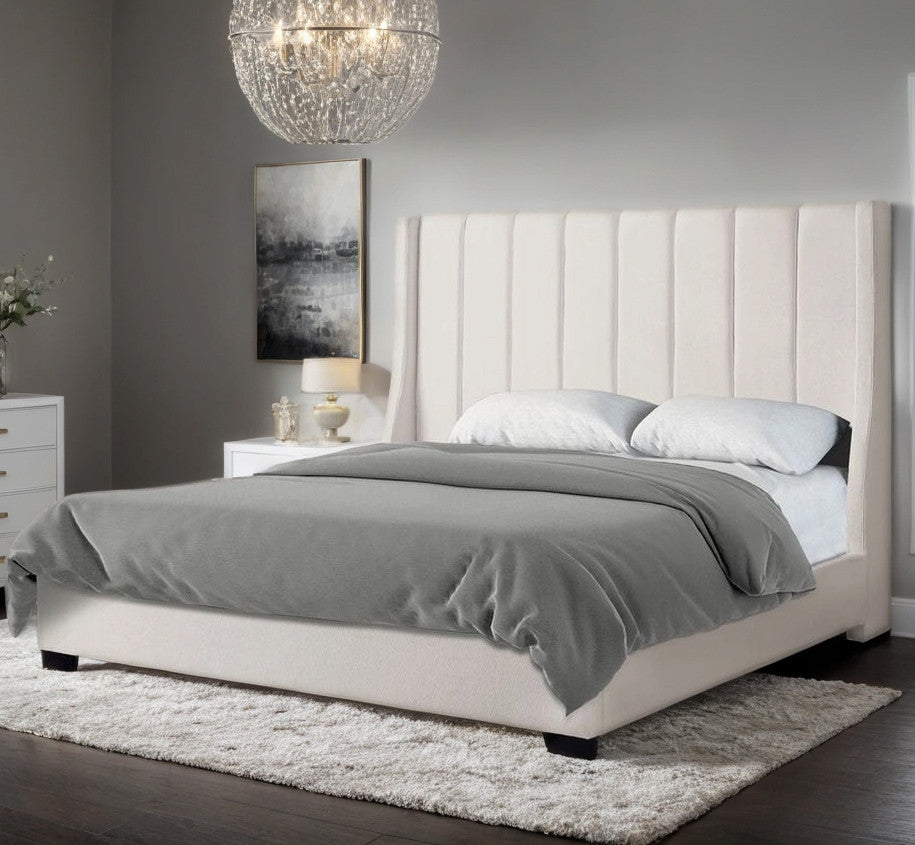 CHANTAL Off-White Boucle 72" Tall Bed