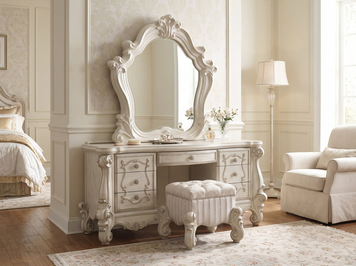 CHAPELHILL Bone White 67" Wide Vanity & Mirror