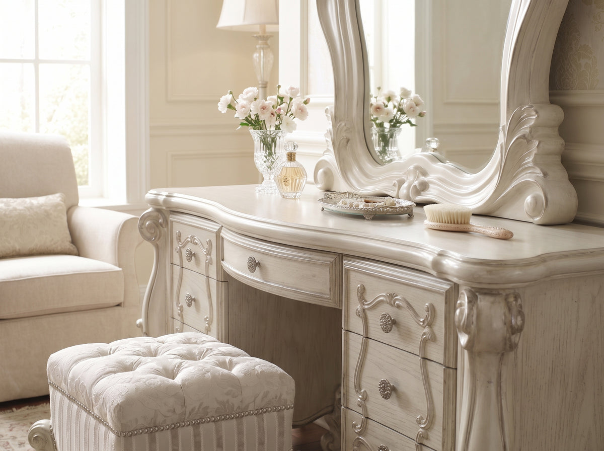 CHAPELHILL Bone White 67" Wide Vanity & Mirror