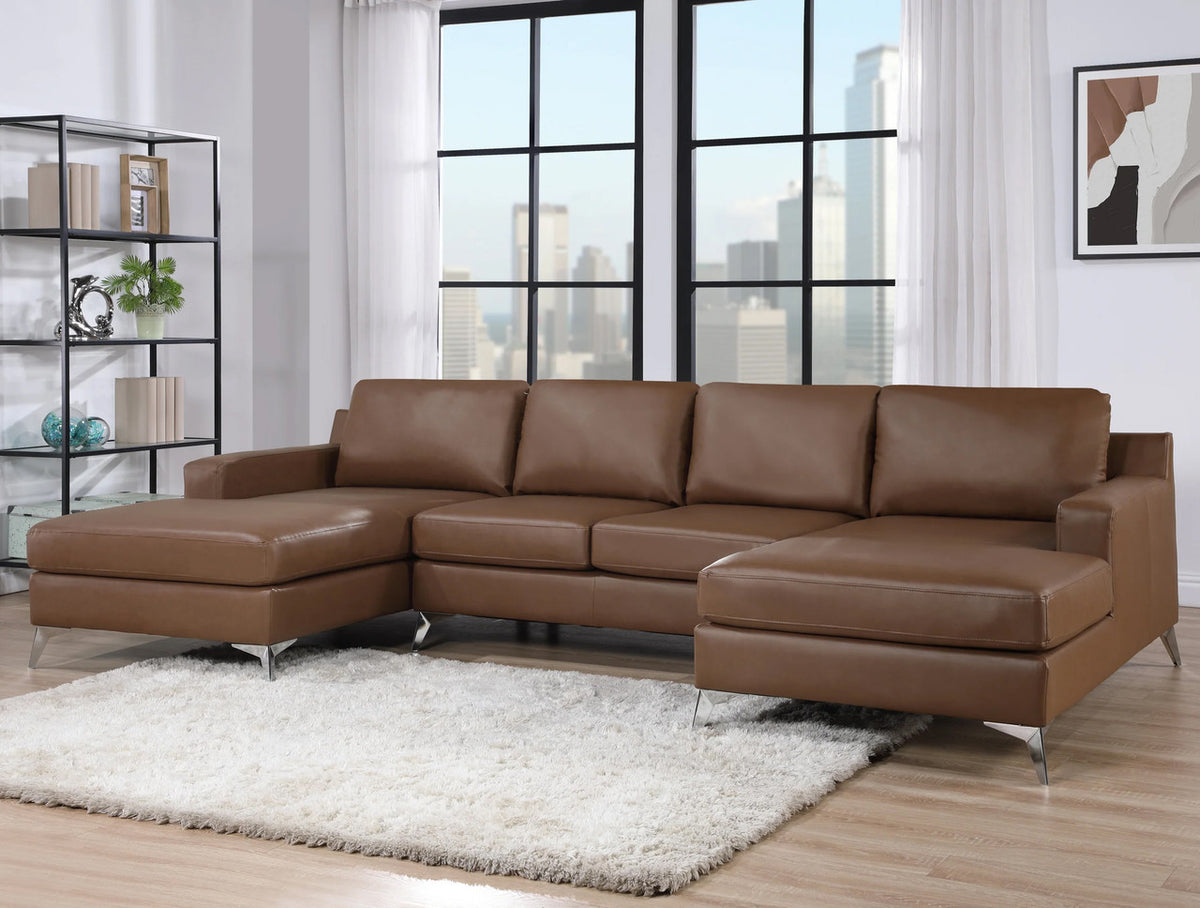 CHIYO Saddle 122" Wide Double Chaise Sectional