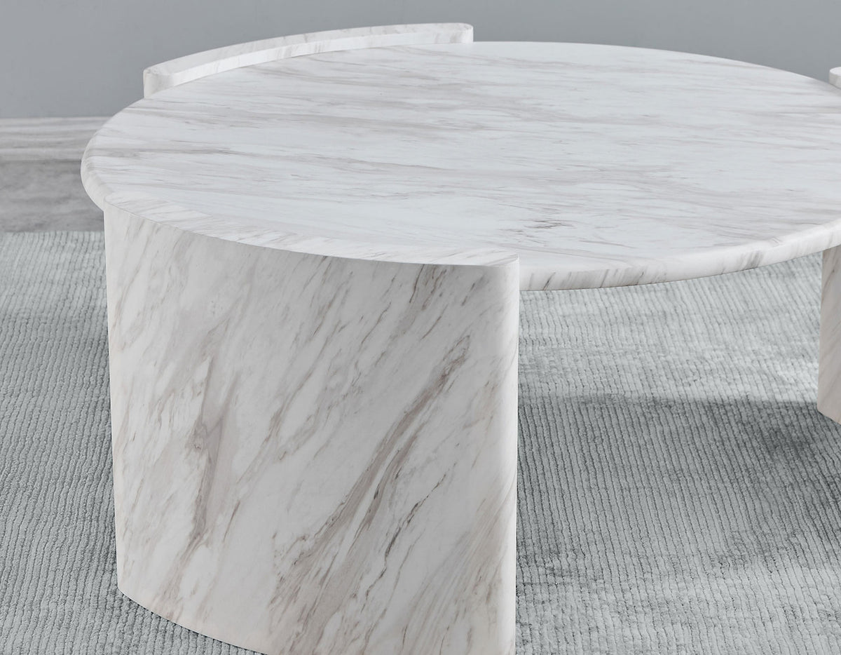 CINQUE White Faux Marble 3 Piece Table Set