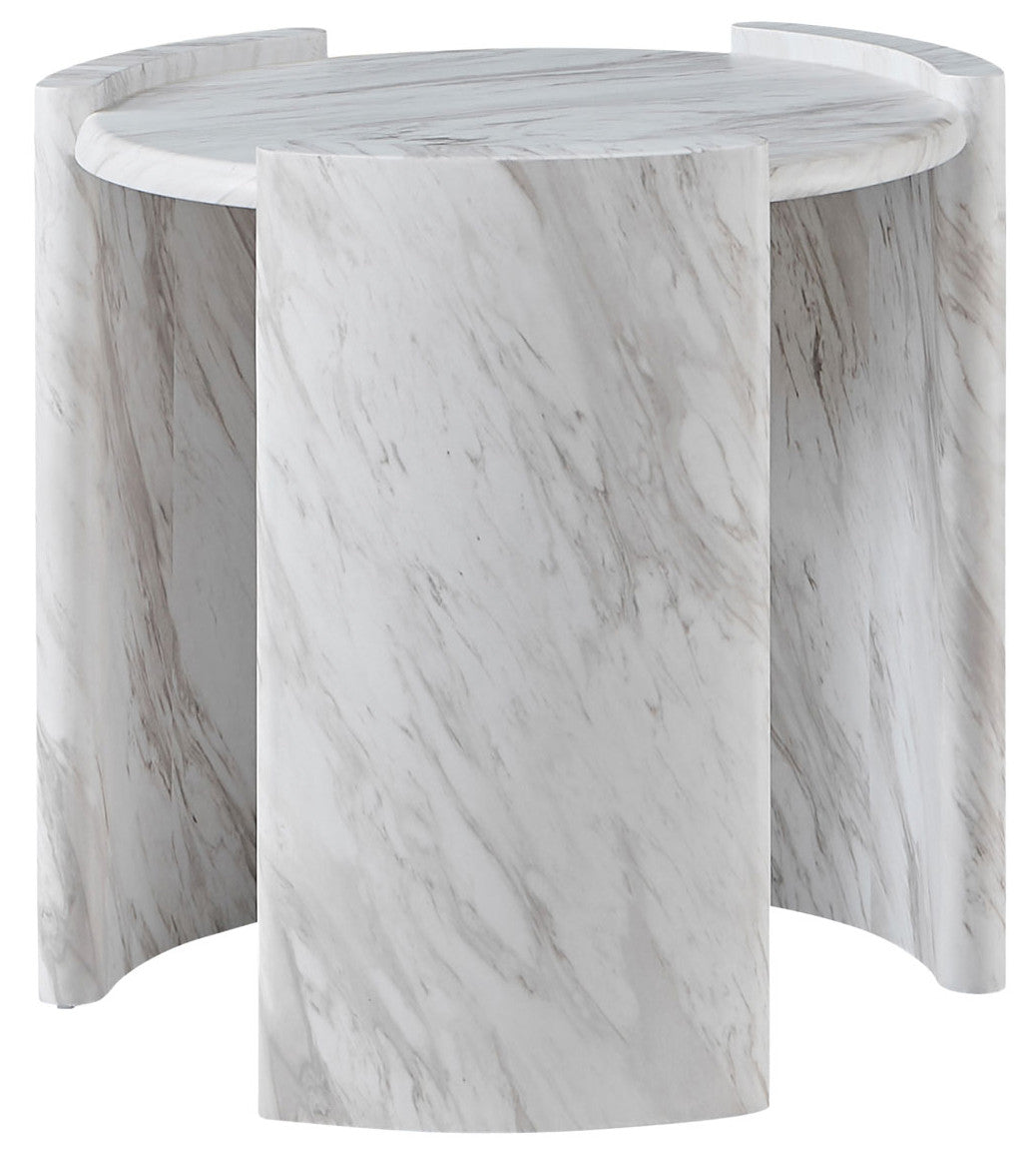 CINQUE White Faux Marble 24" Wide End Table