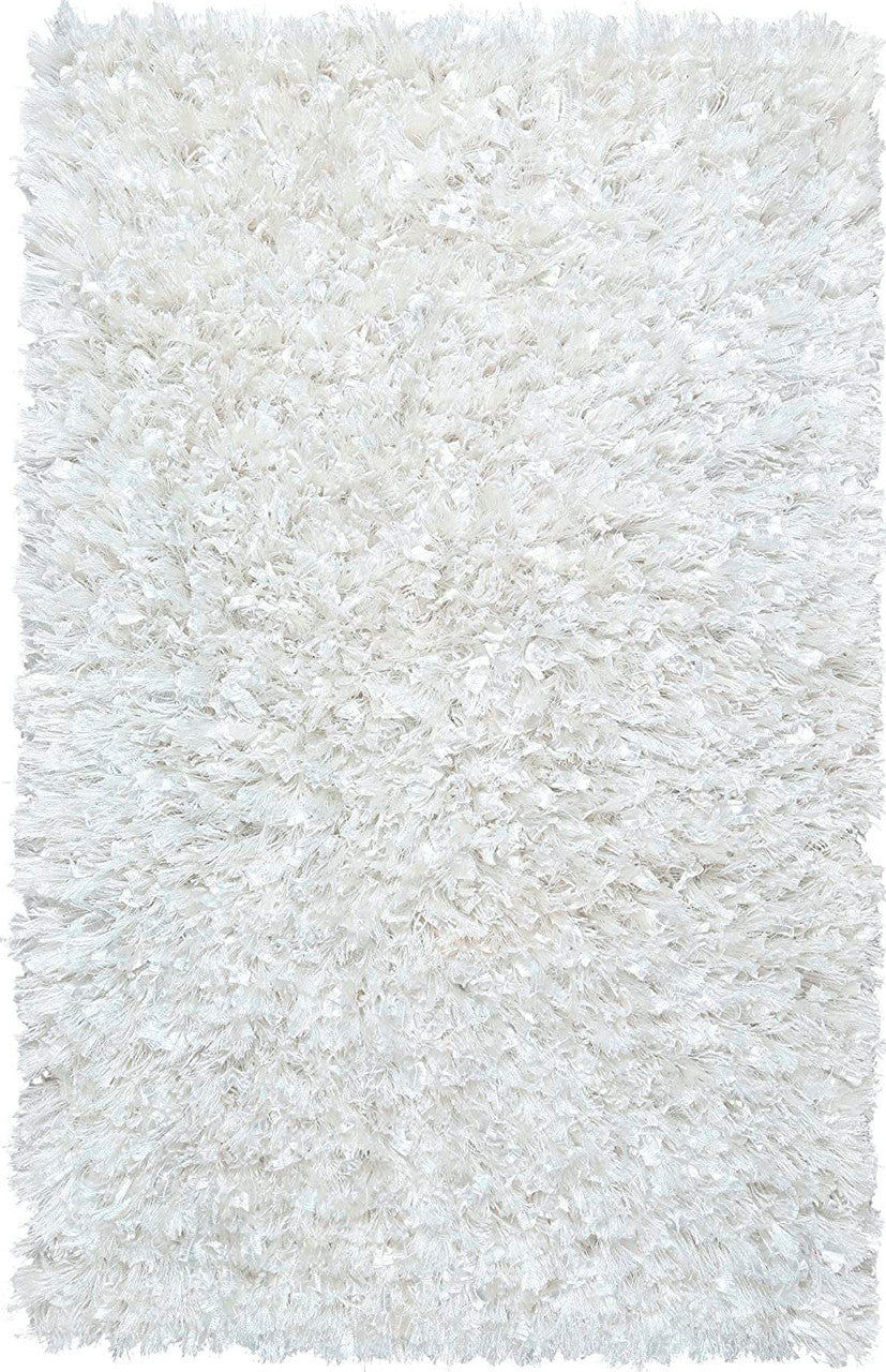 CIRRUS Off-White 5' x 8' Luxury Shaggy Area Rug with Metallic Shimmer