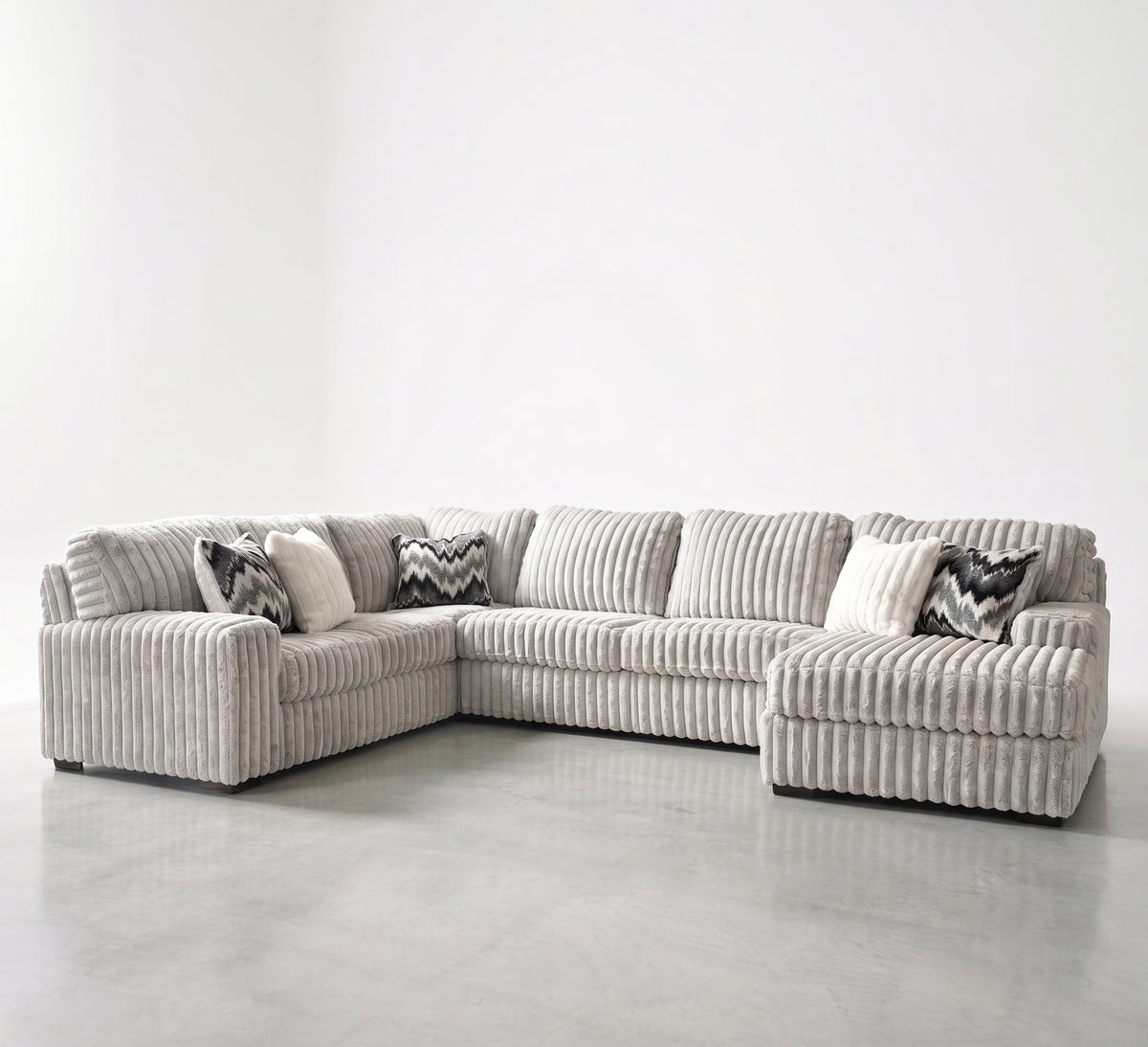 CLAYPOOL Light Gray Corduroy 142" Wide x 94" Depth Sectional