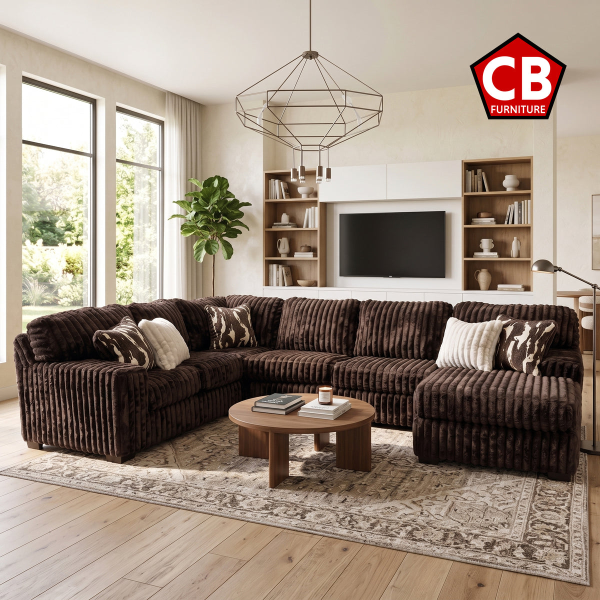 CLAYPOOL Chocolate Corduroy 142" Wide x 94" Depth Sectional