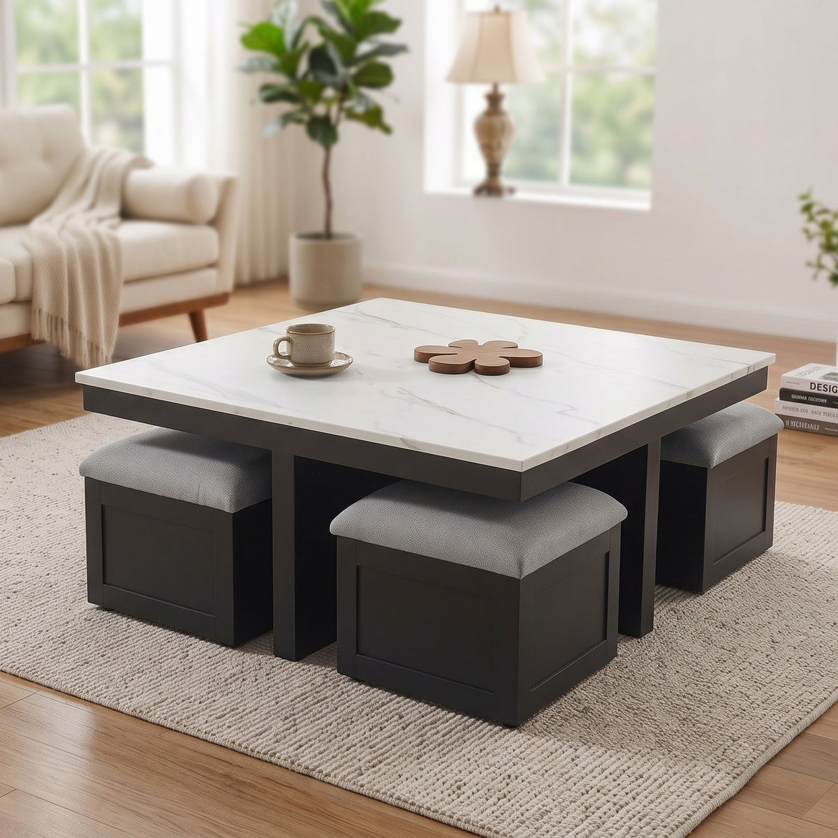 CLEBURNE Black & Whit 38" x 38" Coffee Table