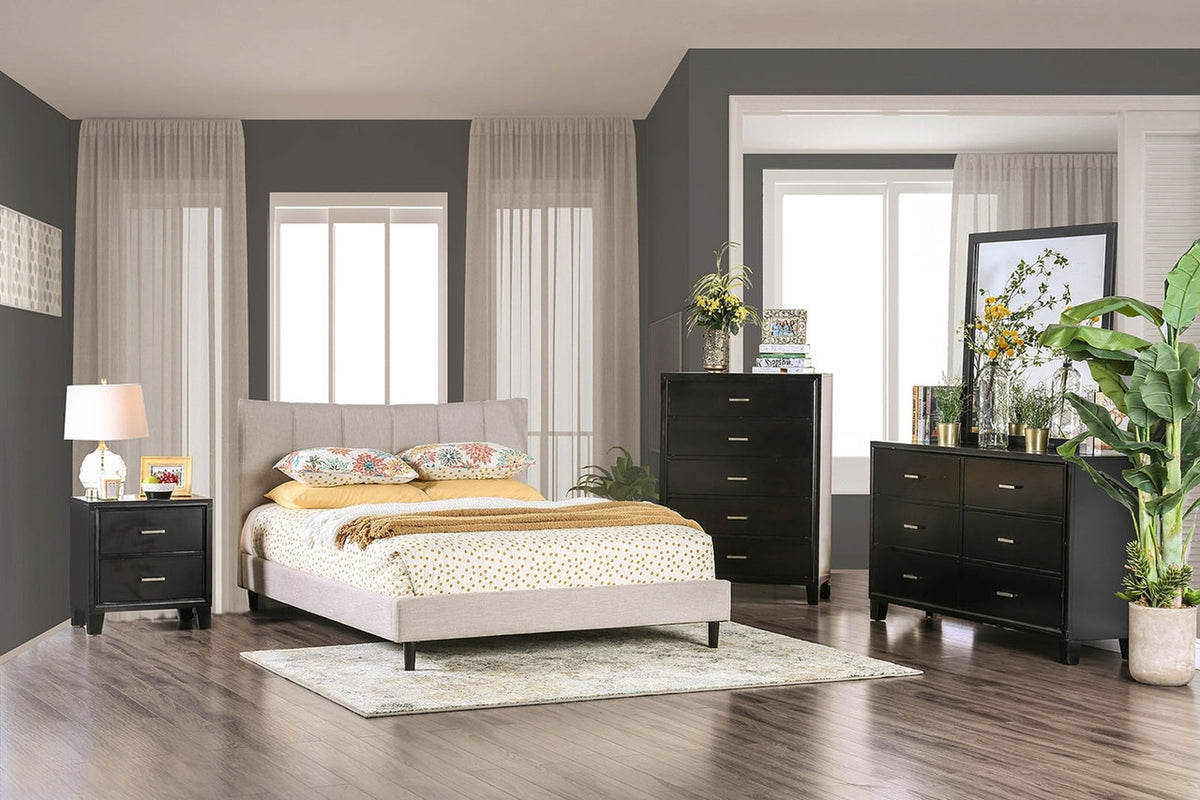 JENKINS Beige Upholstered Bed