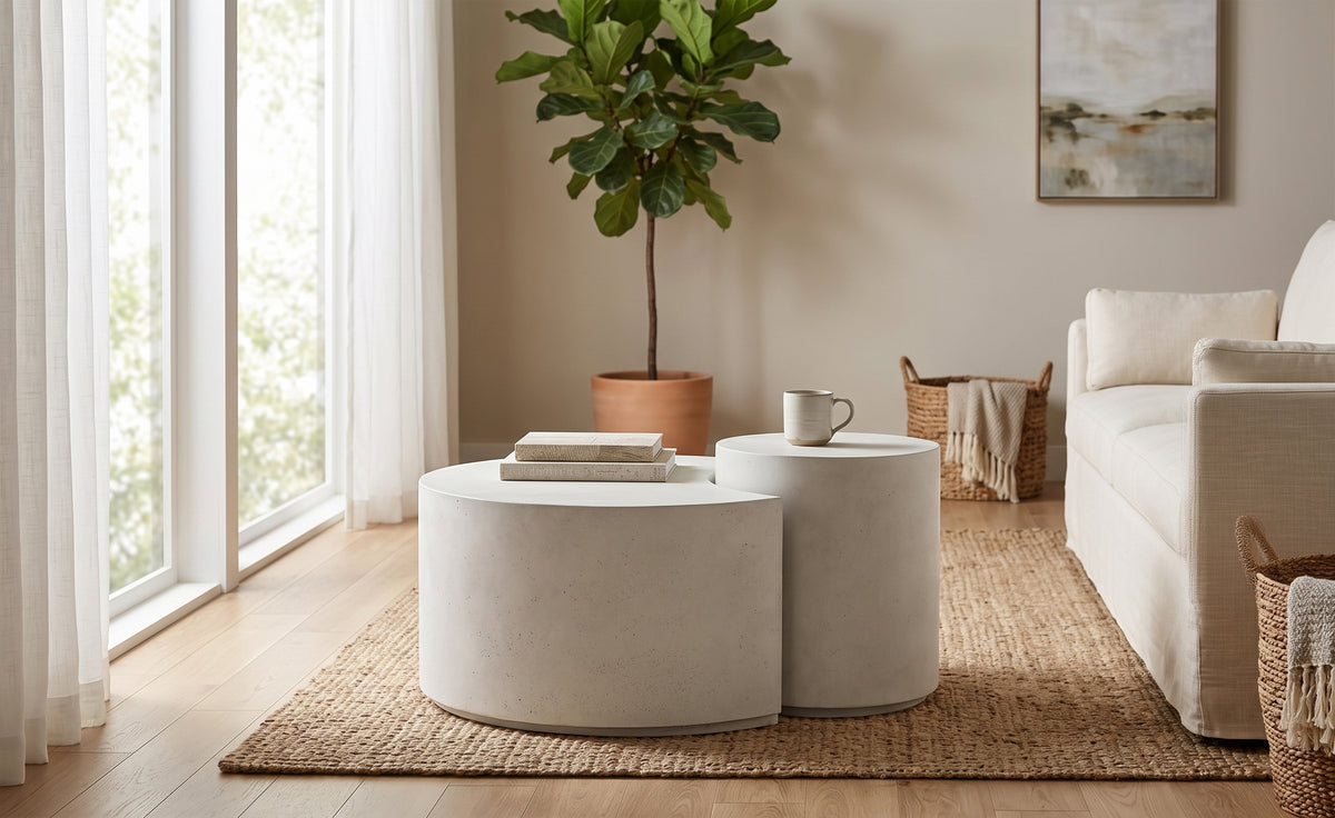 COLEBROOK Off-White Concrete 53" x 28" Coffee Table