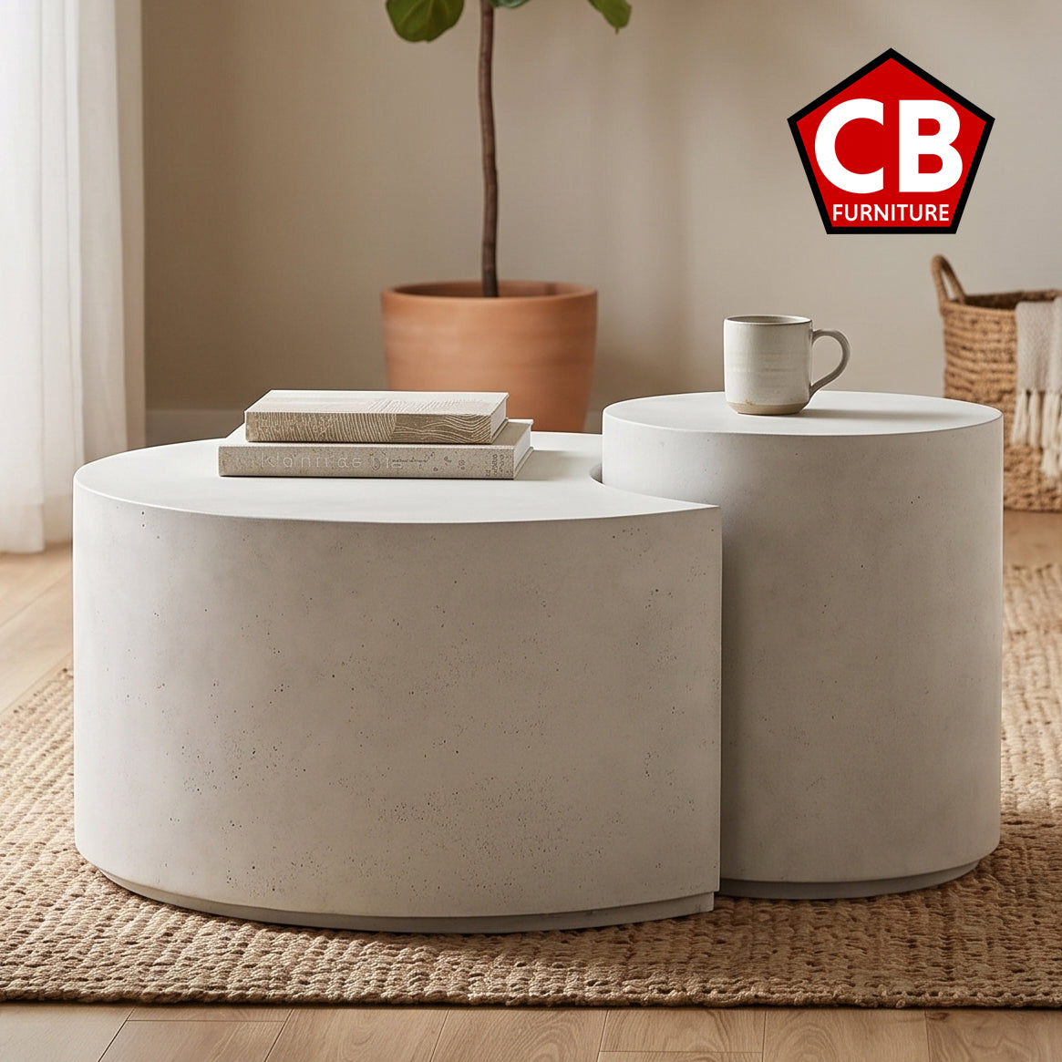 COLEBROOK Off-White Concrete 53" x 28" Coffee Table