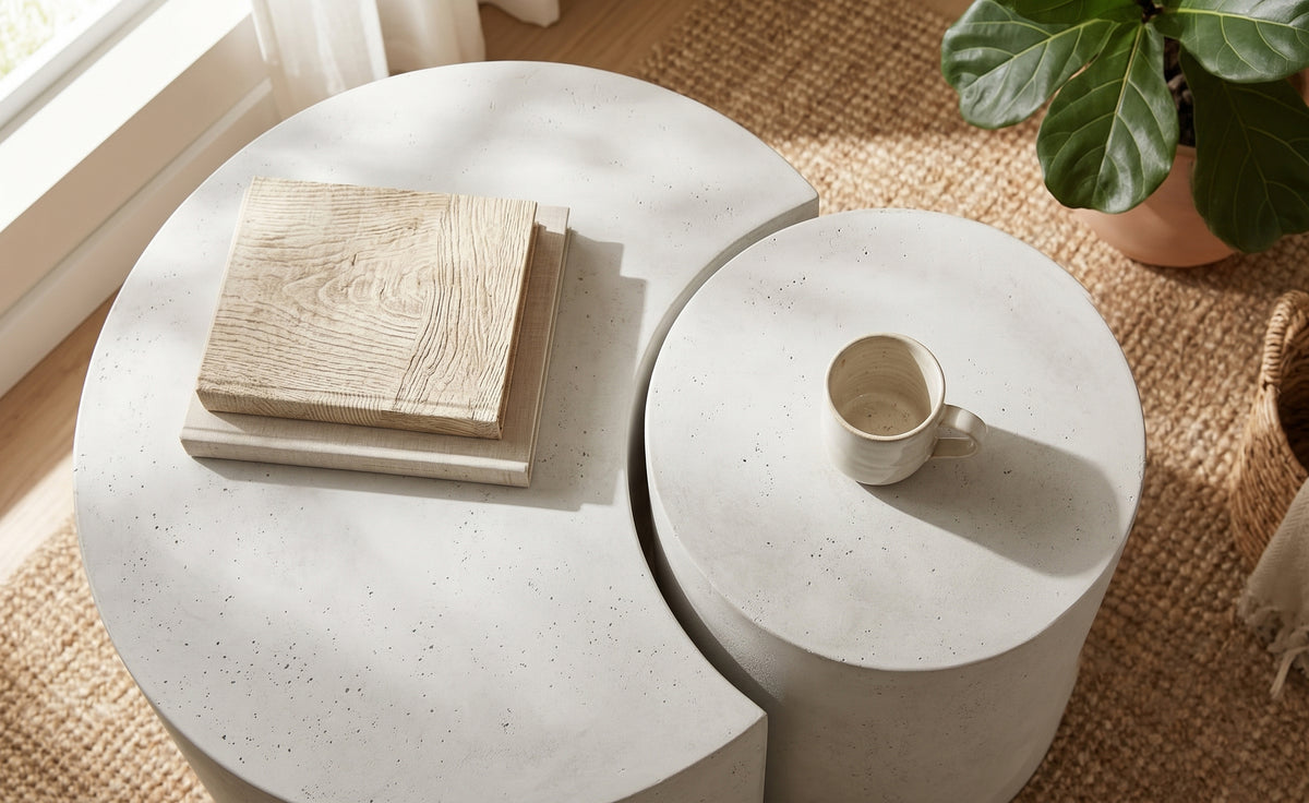 COLEBROOK Off-White Concrete 53" x 28" Coffee Table