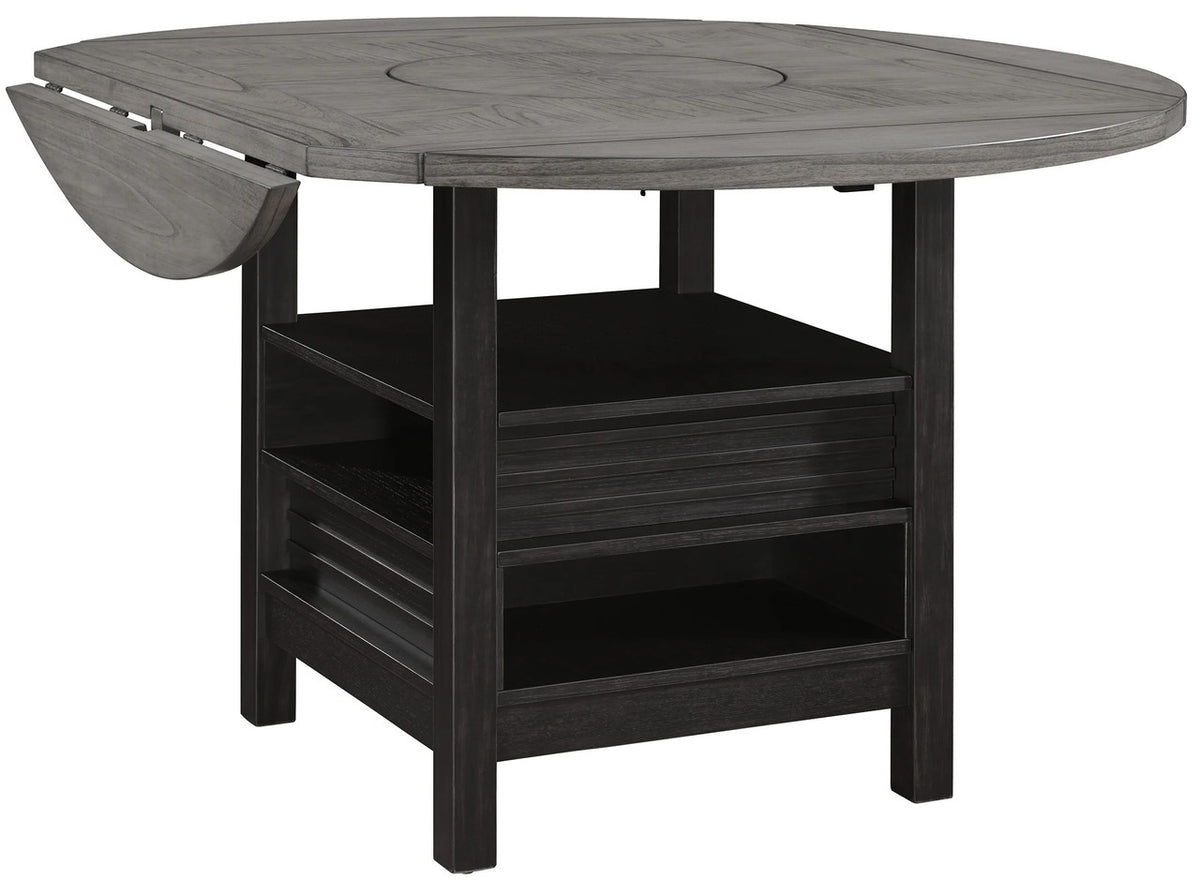 CORINA 7 Piece Round to Square Counter Height Set with Lazy-Susan