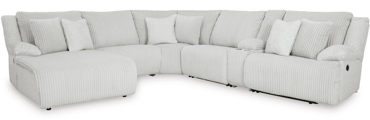 CORSICA Alloy Corduroy 144" x 130" 6 Piece Reclining Sectional with 2 Recliners