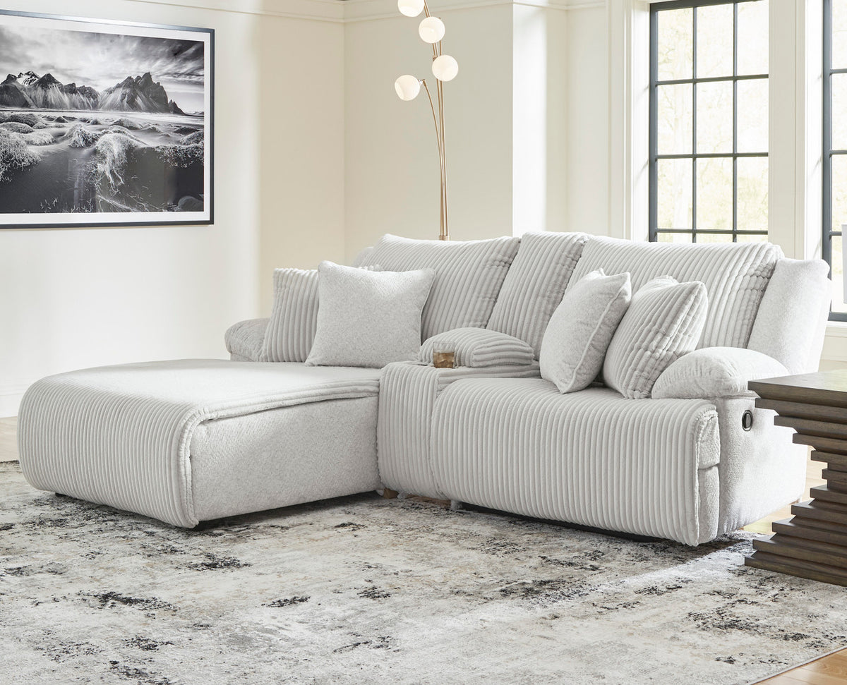CORSICA Alloy Corduroy 96" x 73" 3 Piece Reclining Sectional with 2 Recliners