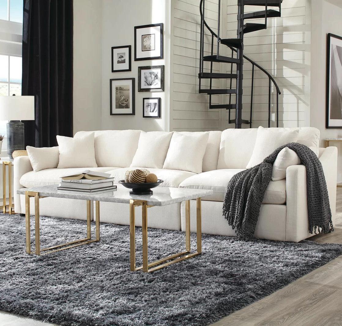 CRAYVILLE Ivory 120" Wide 3 Piece Modular Sofa