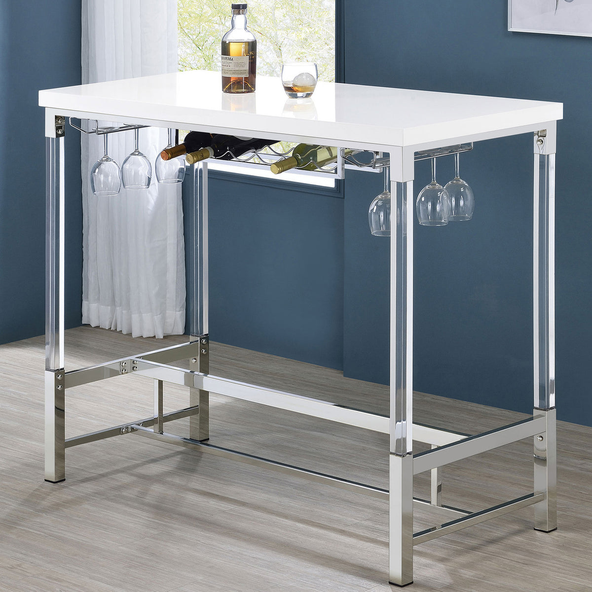 CRETE Glossy White 47" x 23" Bar Table