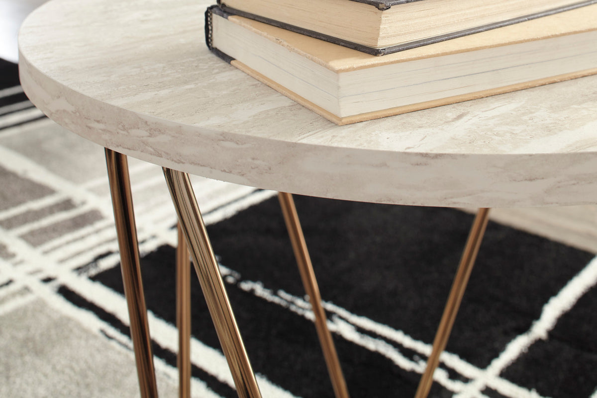 CARRIGAN Beige & Gold 3 Piece Table Set
