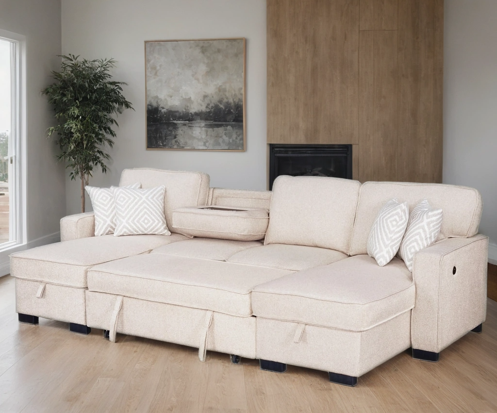 Cayson Beige Sleeper Sectional