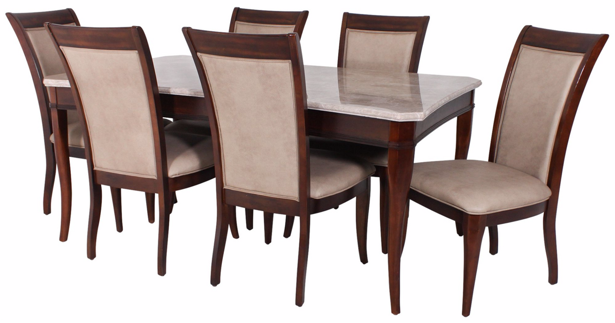 Chantel 7-PC Real Marble Dining Set