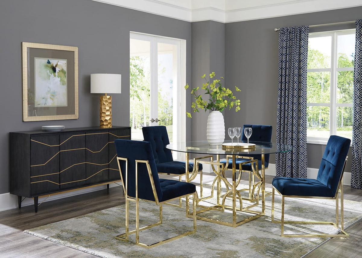 COLLINS Blue and Gold 5 Piece Dining Set