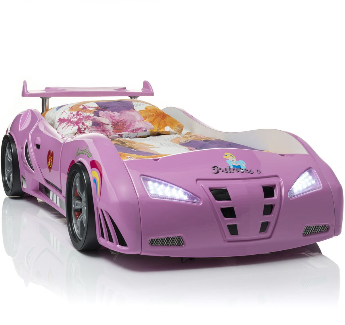 COUPE Pink Lighted Race Car Bed