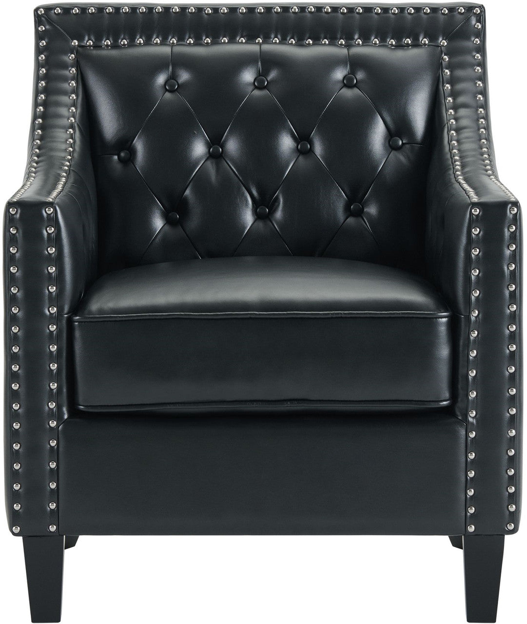 DAHLIA Black Faux Leather 30" Wide Accent Chair