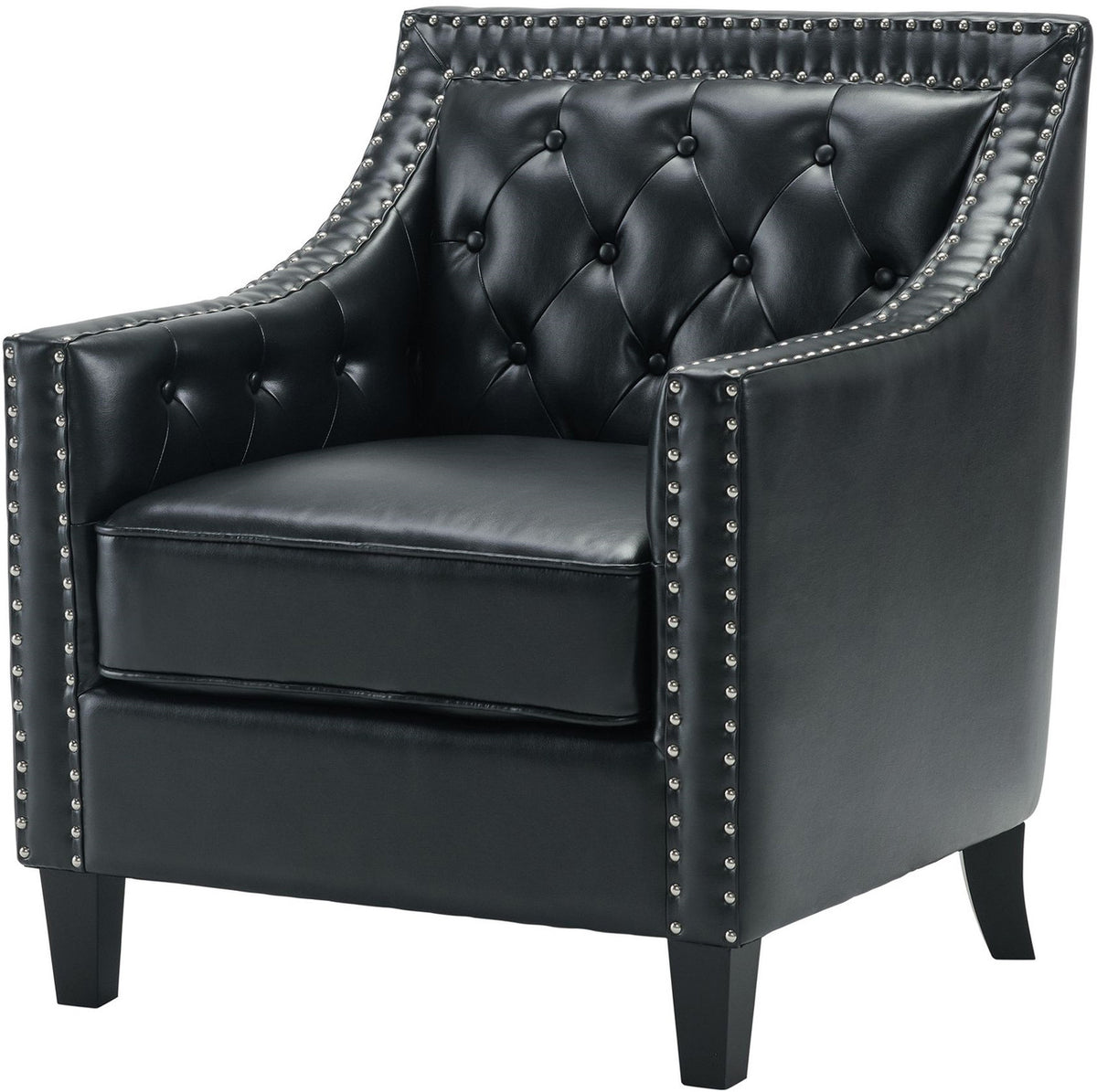 DAHLIA Black Faux Leather 30" Wide Accent Chair
